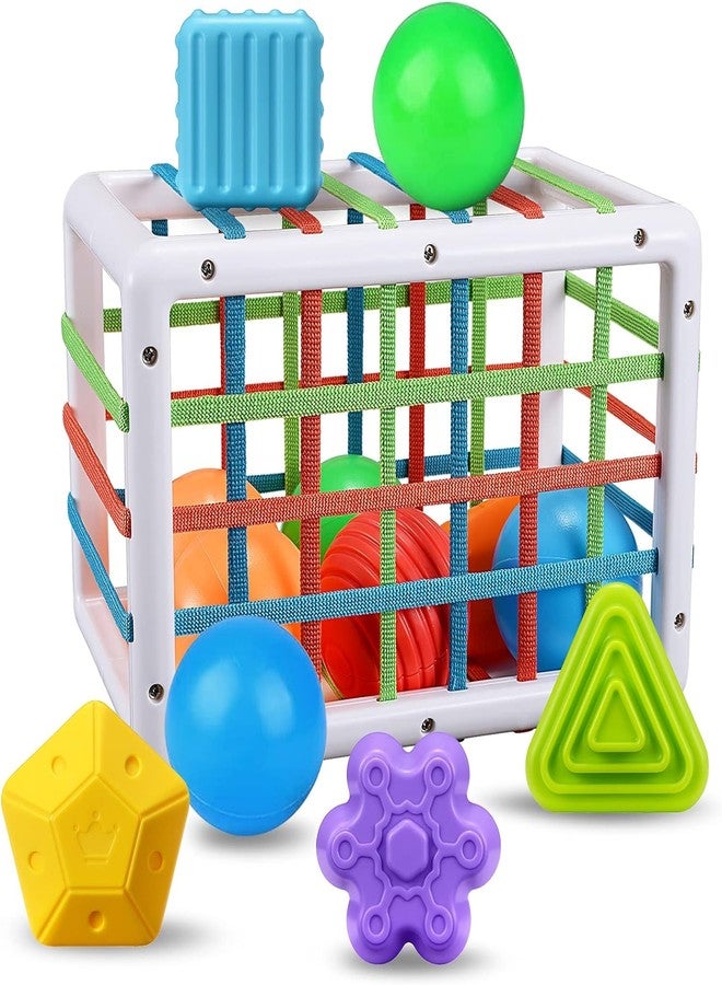 ZEELPETAL Baby Shape Sorting Toys for Old Boy and Girl,Sensory Bin Gift with Soft Balls and Blocks, Montessori Fine Motor Skill Toy for Toddler Birthday 6 Months and Up - 1pc, Multi. (Rectangle) - Image 1