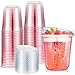 Ziliny 50 Sets Clear Plastic Coffee Cups with Sip Lids Disposable Plastic PET Crystal Cups for Iced Coffee Smoothie Cold Beverage Drink Shops and Party Catering Clear Pink14 oz - Image 1