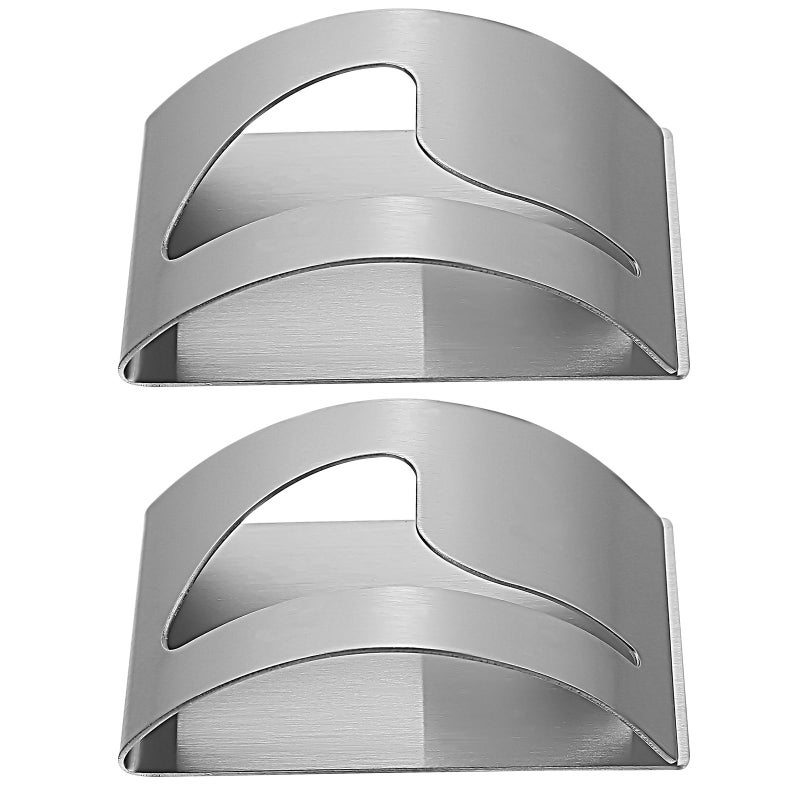 Stainless Steel Adhesive Wall Mounted Towel Hooks 2 Pack Anti Fall for Kitchen Bathroom - Image 2