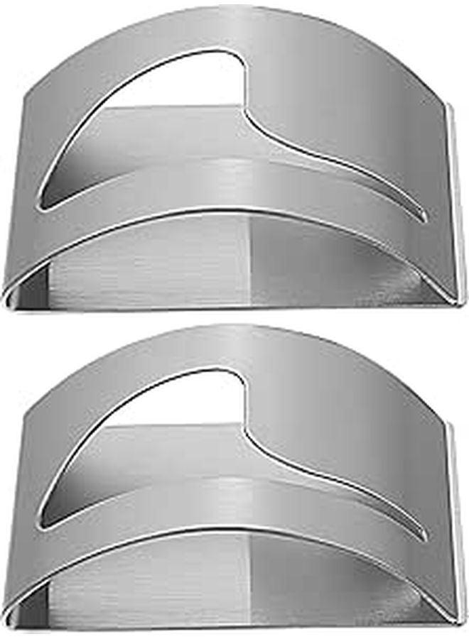 Stainless Steel Adhesive Wall Mounted Towel Hooks 2 Pack Anti Fall for Kitchen Bathroom - Image 1