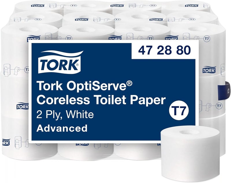 Tork Coreless HighCapacity Toilet Paper Roll White T7 Advanced 2Ply 36 x 1000 Sheets 472880 - Image 1