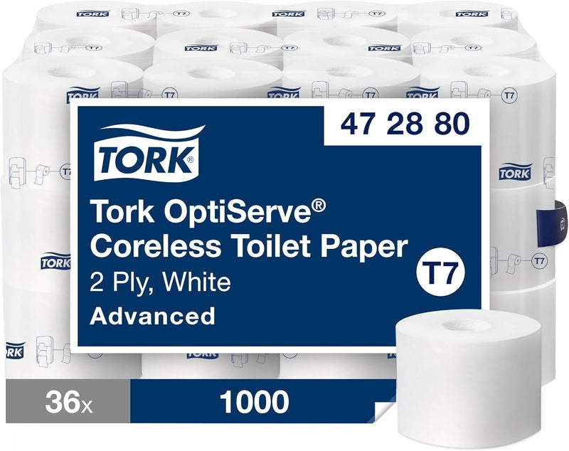 Tork Coreless HighCapacity Toilet Paper Roll White T7 Advanced 2Ply 36 x 1000 Sheets 472880 - Image 2