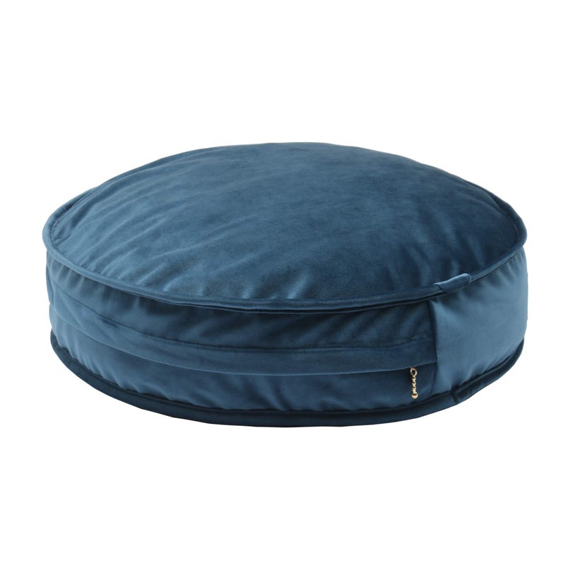 YIUOR Round Floor Pillow Cover Velvet Throw Seating Pouf Yoga Meditation Cushion Plush Case Reading Room Decor Cover Only (19.7IN  Dark Blue)
