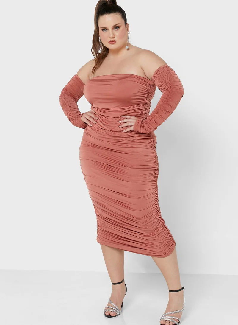 Public Desire Curve Double Layer Ruched Dress