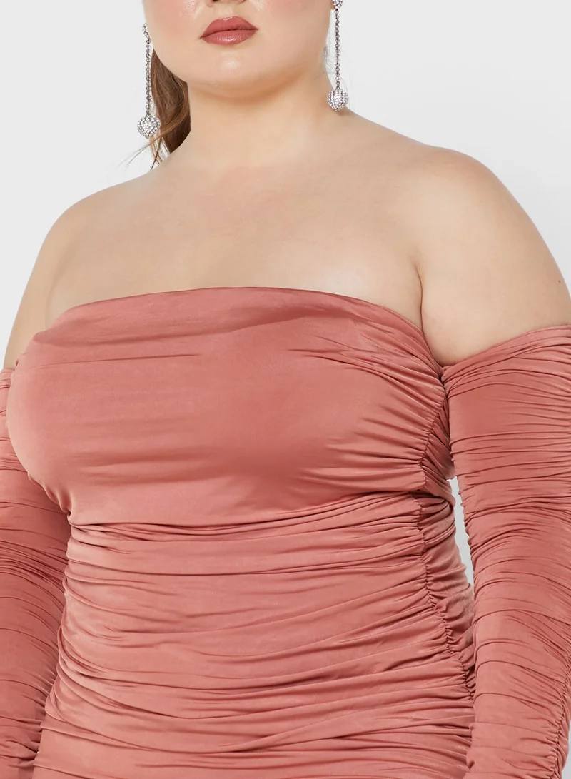 Public Desire Curve Double Layer Ruched Dress