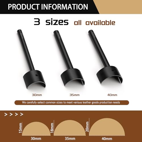 DIUDUS 3 Sizes Leather Corner Punch, Half-Round Punch Set, Leather Belt End Punch Tool, Belt Cutter Cutting Tool, Leatherworking Tools for Strap Belts, Wallet, Bags - Image 2
