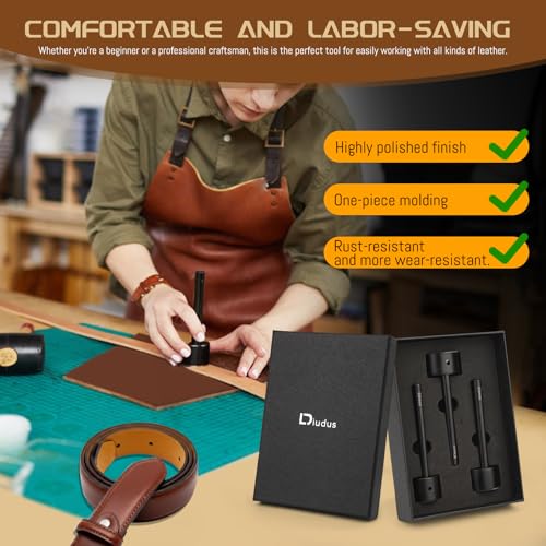 DIUDUS 3 Sizes Leather Corner Punch, Half-Round Punch Set, Leather Belt End Punch Tool, Belt Cutter Cutting Tool, Leatherworking Tools for Strap Belts, Wallet, Bags - Image 5