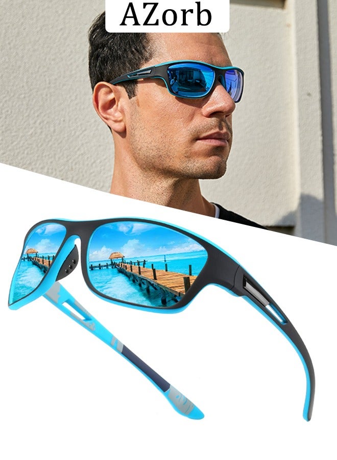 AZorb Polarized Sports Sunglasses for Men Women TPEE Material Men's Eye Sun Glassess UV400 Protection Shades for Cycling Driving Fishing Blue - Image 1