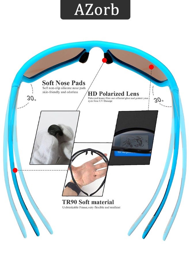 AZorb Polarized Sports Sunglasses for Men Women TPEE Material Men's Eye Sun Glassess UV400 Protection Shades for Cycling Driving Fishing Blue - Image 3