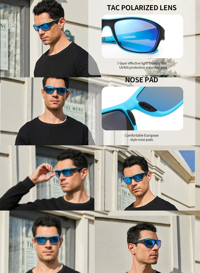AZorb Polarized Sports Sunglasses for Men Women TPEE Material Men's Eye Sun Glassess UV400 Protection Shades for Cycling Driving Fishing Blue - Image 5