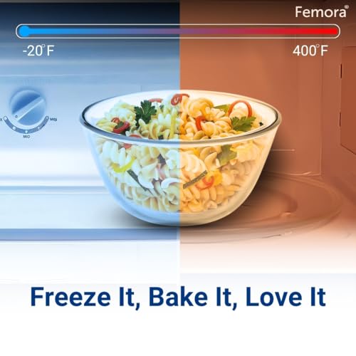 Femora Borosilicate Glass Microwave Safe All-Purpose Mixing Bowl,1050 ML, 1650 ML, Set of 2 (Transparent) - Image 5