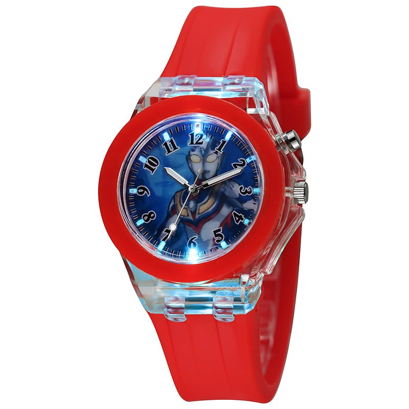 Kids Cartoon Watch Silicone LED Glow Red Degas 