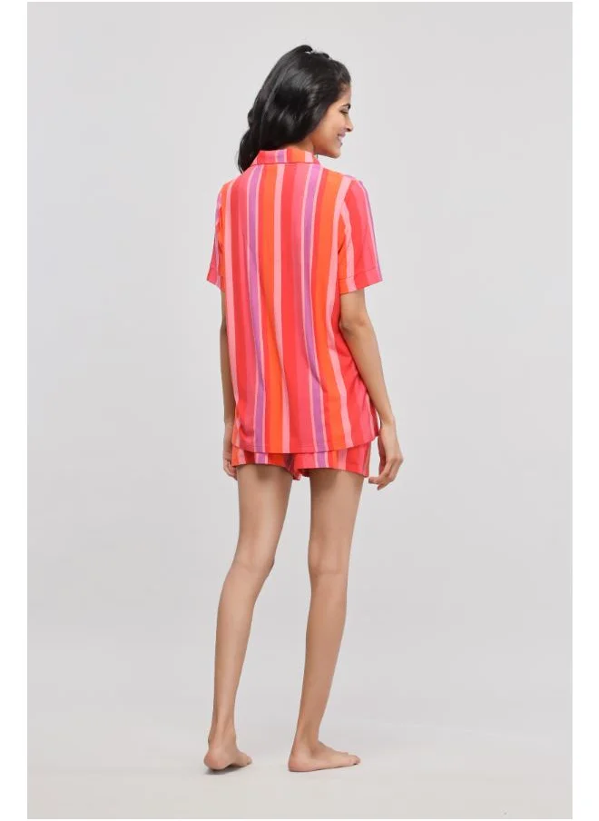 نسيسير Red Stripe Shorts Set
