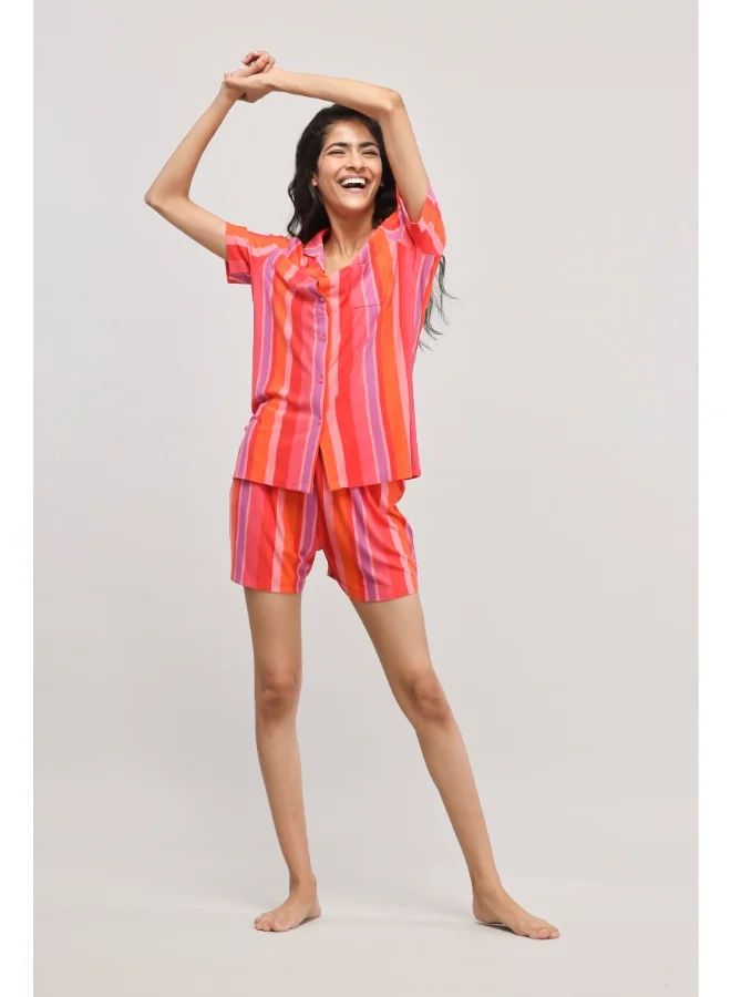 NeceSera Red Stripe Shorts Set