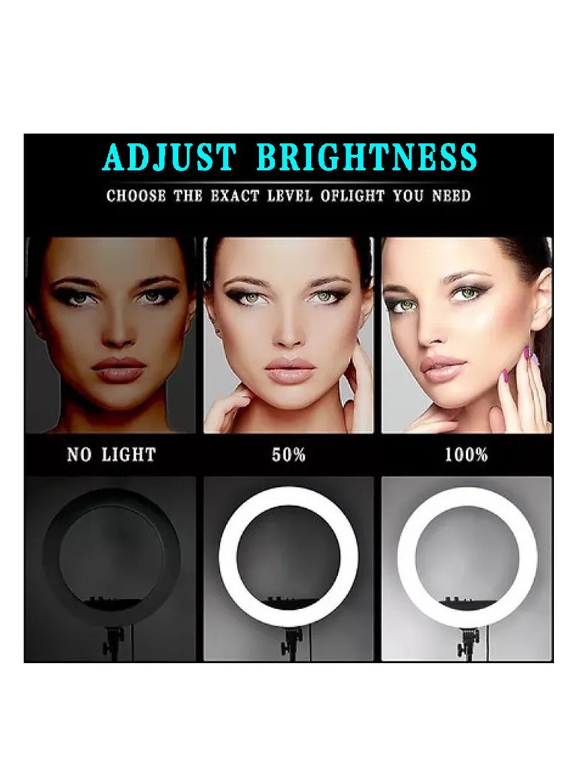 Generic Selfie Ring light 14 inch with Tripod Stand And Photographic Lamp with 3 Mobile Holder  - Image 5