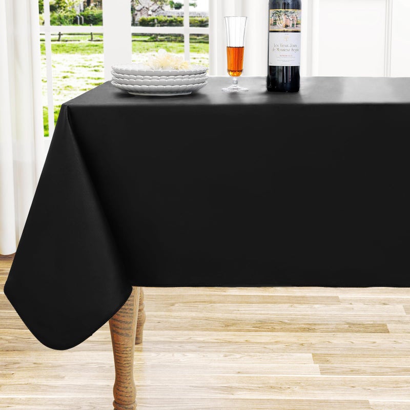 homing Rectangle Vinyl Tablecloth, Waterproof Spillproof Plastic Flannel Backed Table Cloth, Wipe Clean Table Cover for Dining Table, Buffet Parties and Camping (Black, 54" x 54") - Image 1