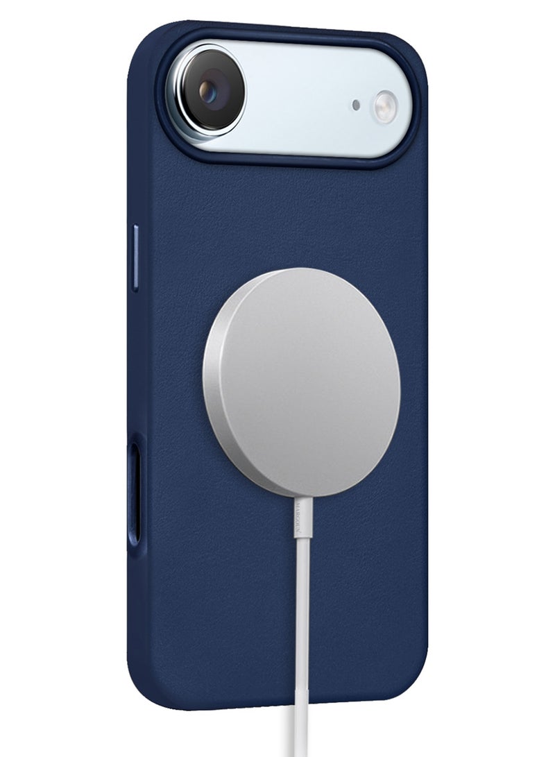 CATANES 2 Pieces Premium Leather Case for iPhone 17 Air – Shockproof - Waterproof - Matte Finish - Anti-Slip - Slim Fit with 3D Screen Protector - Deep Blue - Image 4