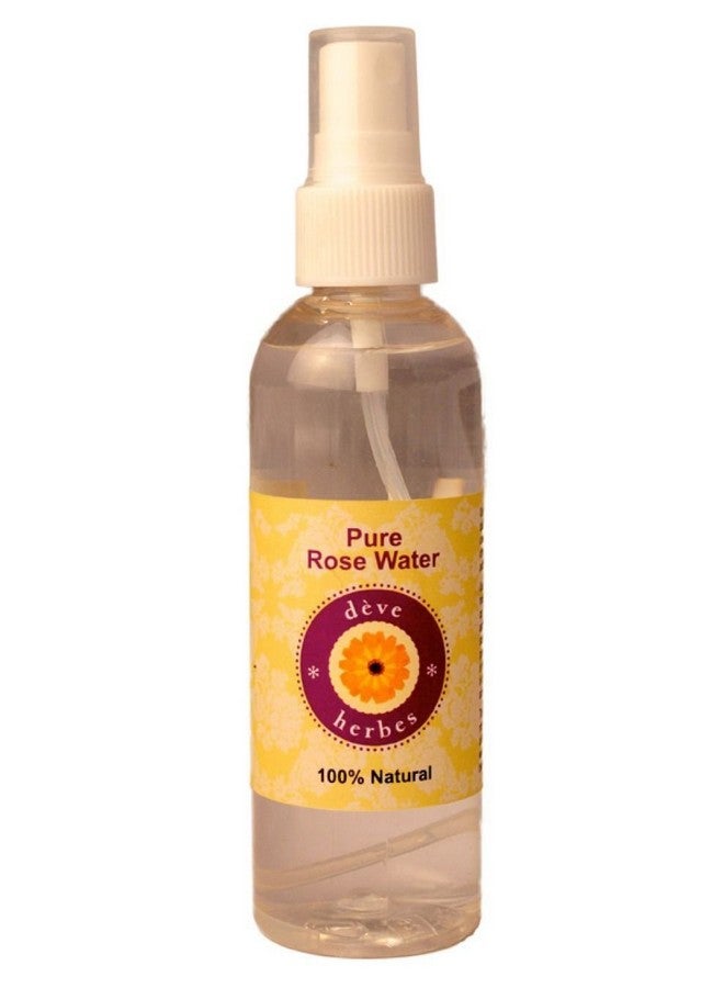 Deve Herbes Pure Rose Water Distilled From The Finest Kannauj Roses (Rosa Damascena) 100% Natural Therapeutic Grade 100Ml