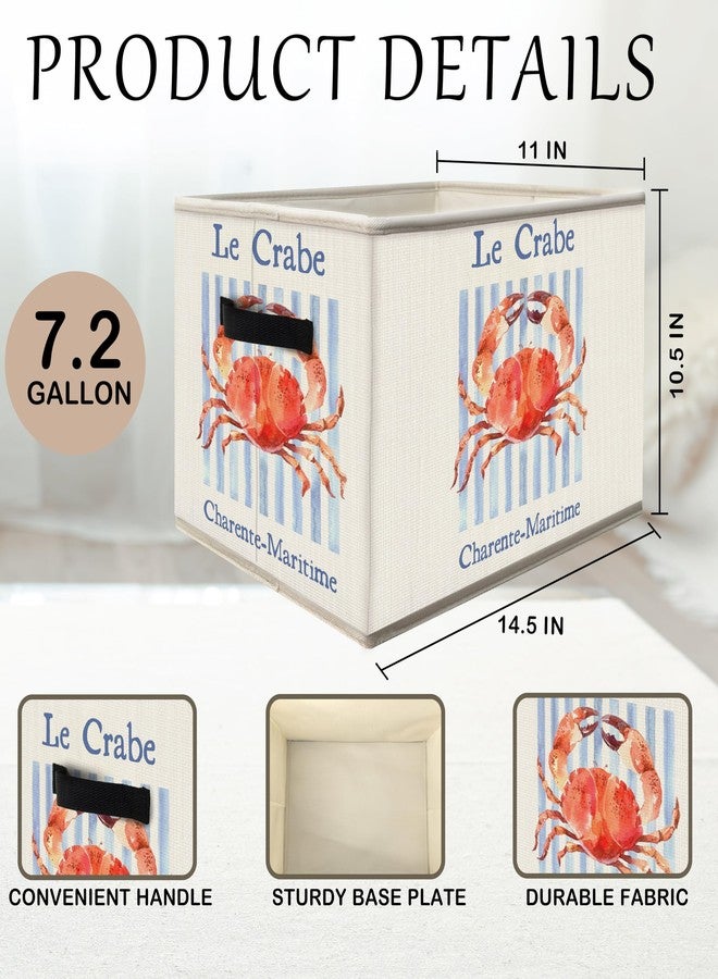 FDHSPAAM Coastal Beach Crab Storage Bins Box with Handles, Nautical Ocean Crab Collapsible Fabric Storage Basket Box Organizer for Beach House Bedroom Bathroom Clothes Toys Books - Image 4