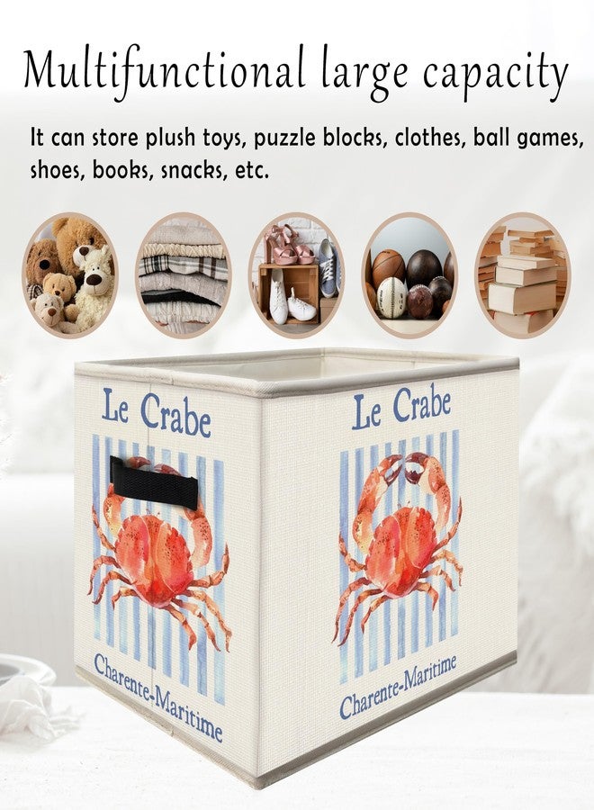 FDHSPAAM Coastal Beach Crab Storage Bins Box with Handles, Nautical Ocean Crab Collapsible Fabric Storage Basket Box Organizer for Beach House Bedroom Bathroom Clothes Toys Books - Image 3