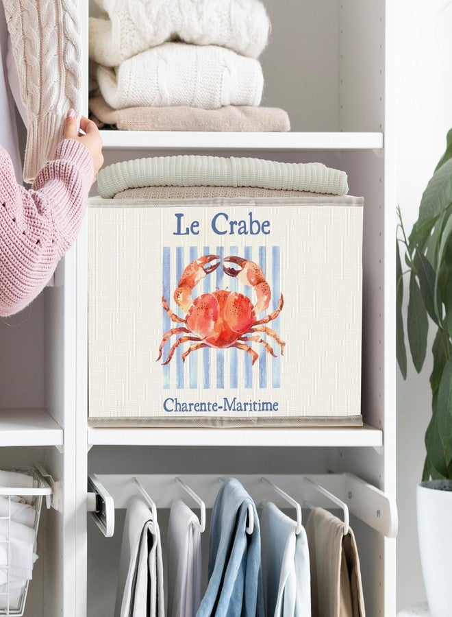 FDHSPAAM Coastal Beach Crab Storage Bins Box with Handles, Nautical Ocean Crab Collapsible Fabric Storage Basket Box Organizer for Beach House Bedroom Bathroom Clothes Toys Books - Image 2