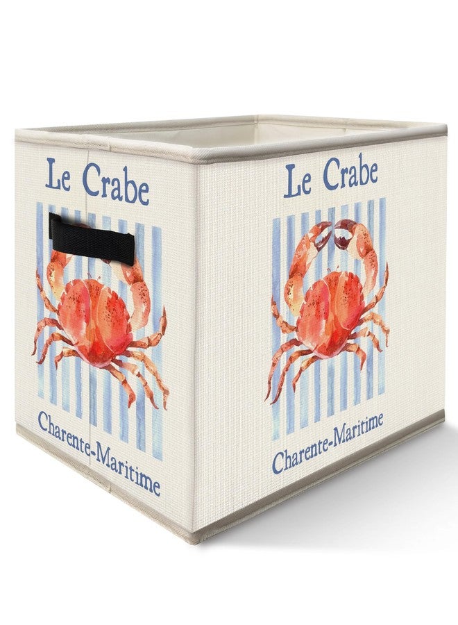 FDHSPAAM Coastal Beach Crab Storage Bins Box with Handles, Nautical Ocean Crab Collapsible Fabric Storage Basket Box Organizer for Beach House Bedroom Bathroom Clothes Toys Books - Image 1