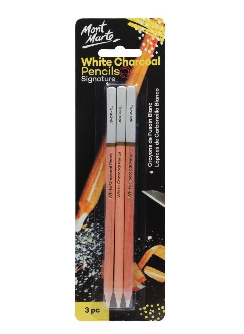 Mont Marte 3-Piece White Charcoal Pencils Signature - Image 1