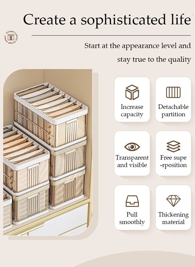 DUNISO Wardrobe Clothes Organizer,Drawer Organizers And Storage With Lid，Foldable Closet Organizer，With 7 Compartments，Sturdy And Durable，For Storing Clothes, T-Shirts, Jeans, Sweaters, Toys, And Books  - Image 2