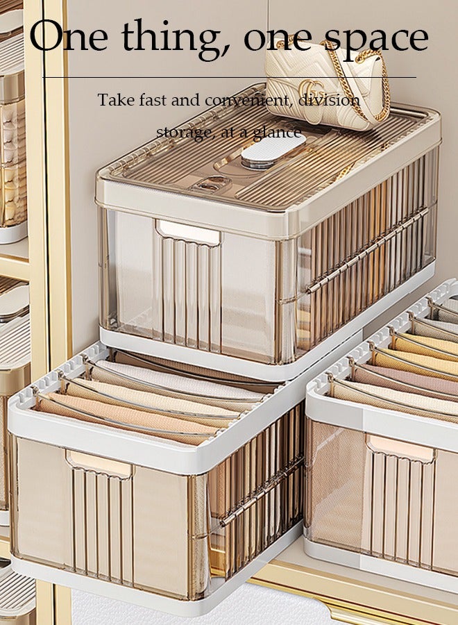 DUNISO Wardrobe Clothes Organizer,Drawer Organizers And Storage With Lid，Foldable Closet Organizer，With 7 Compartments，Sturdy And Durable，For Storing Clothes, T-Shirts, Jeans, Sweaters, Toys, And Books  - Image 4