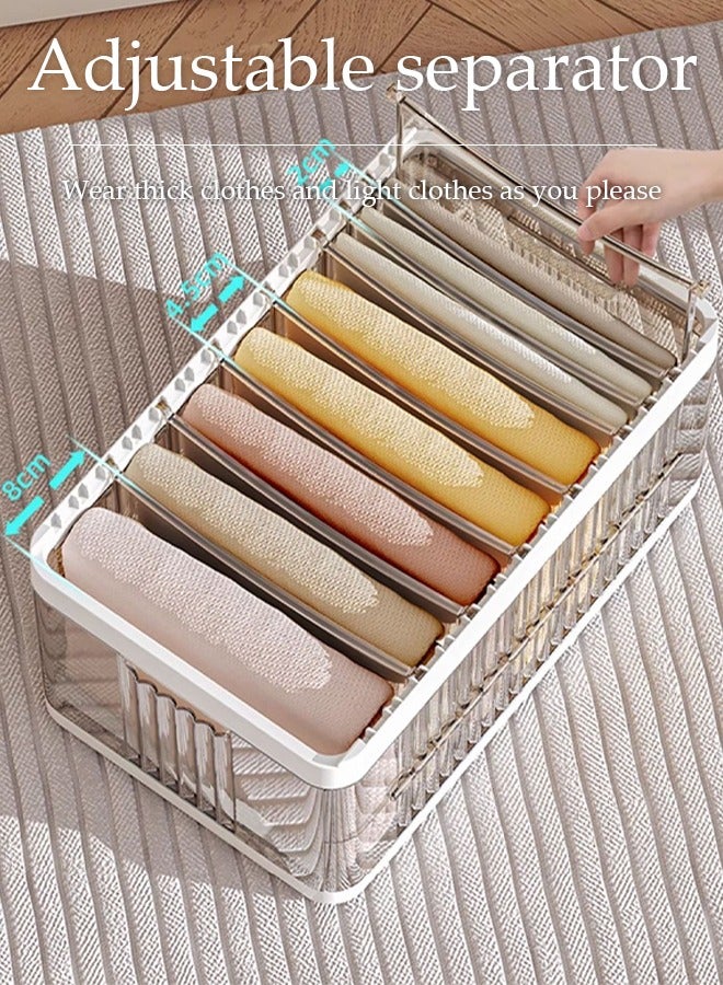 DUNISO Wardrobe Clothes Organizer,Drawer Organizers And Storage With Lid，Foldable Closet Organizer，With 7 Compartments，Sturdy And Durable，For Storing Clothes, T-Shirts, Jeans, Sweaters, Toys, And Books  - Image 3