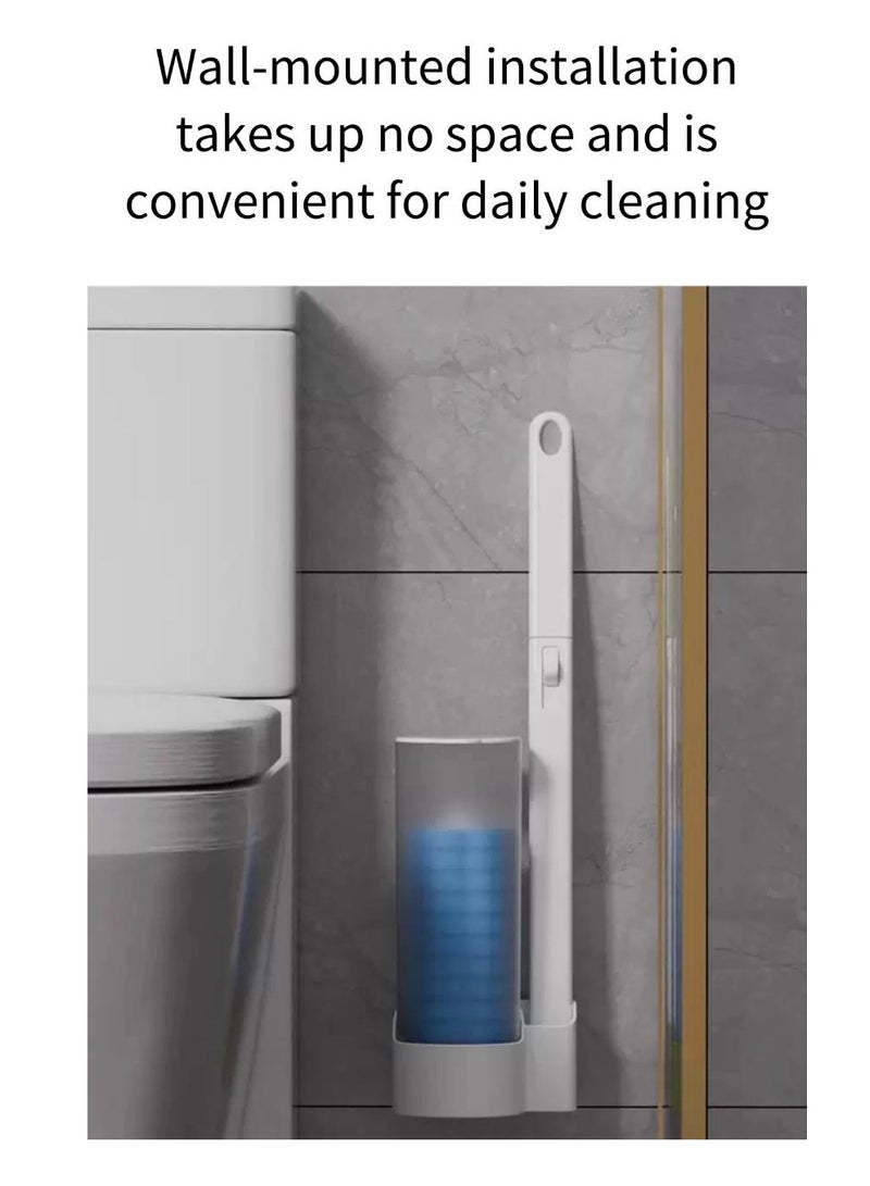 Wall Mounted Toilet Brush White Base  with 6 PCS Toilet Brush Refills - Image 1