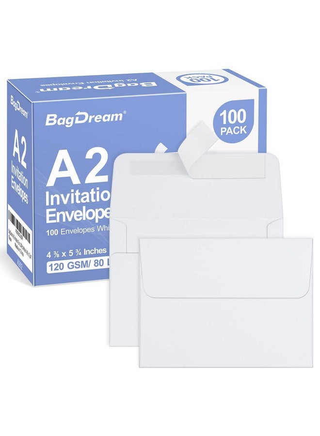 100 حزمة من المغلفات الورقية البيضاء مقاس A2، مغلفات دعوة للتقشير والختم لحفلات الزفاف، صور Rsvp، بطاقات تهنئة، إعلانات استحمام الطفل، ملاحظات شكرًا لك، 4.375 × 5.75 بوصة - Image 1