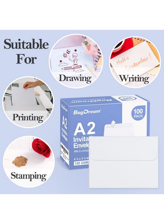 100 حزمة من المغلفات الورقية البيضاء مقاس A2، مغلفات دعوة للتقشير والختم لحفلات الزفاف، صور Rsvp، بطاقات تهنئة، إعلانات استحمام الطفل، ملاحظات شكرًا لك، 4.375 × 5.75 بوصة - Image 4
