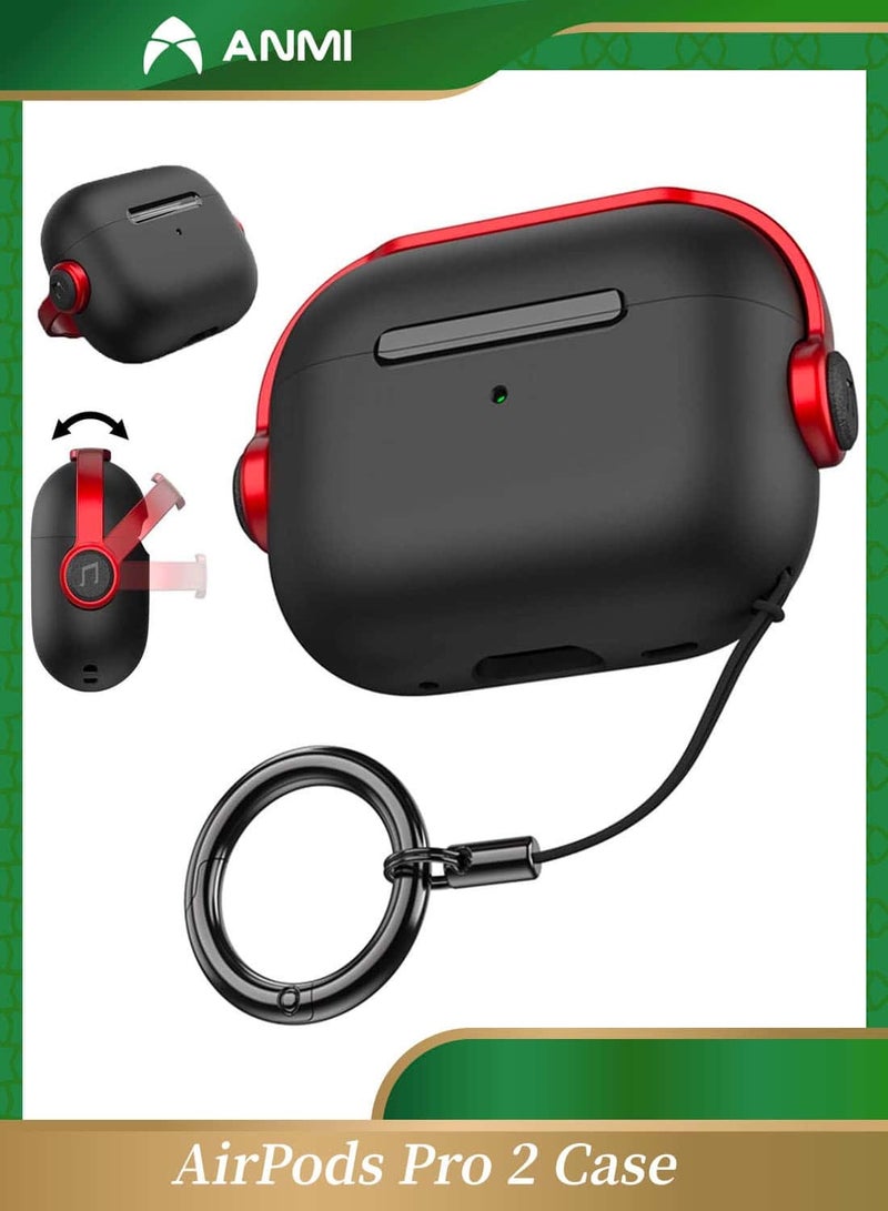 Anmi Compatible with AirPods Pro 2 Case Creative Musician Headset Secure Lock Design Protective TPU Cover Case with Keychain - Image 1
