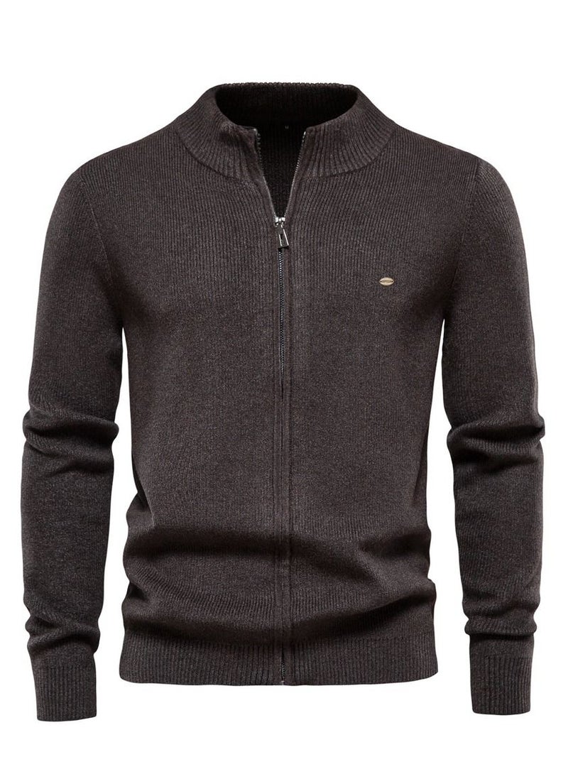 FD سويت شيرت جاكار بتصميم لون موحد وقبة مرتفعة جديدة