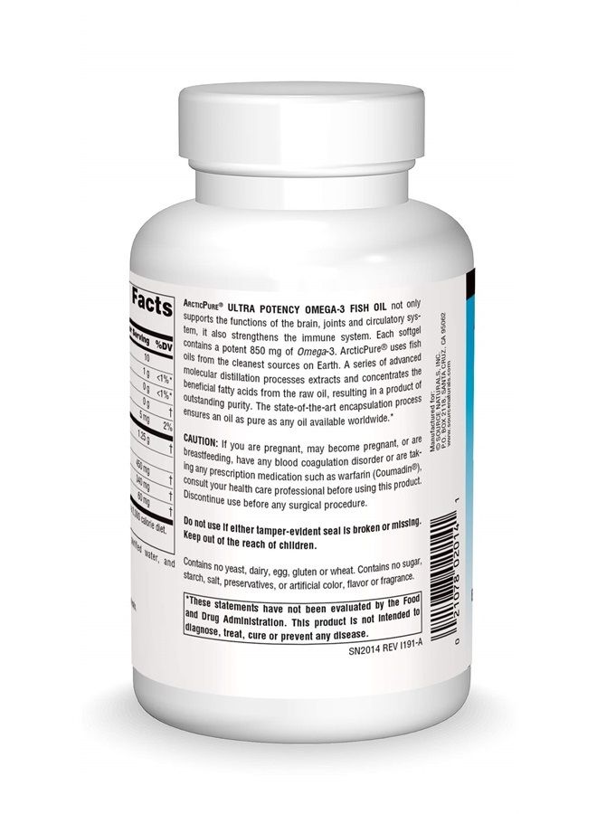 Source Naturals أركتيك بيور ألترا بوتنسي 850 ملغ زيت السمك أوميغا-3 - 120 كبسولة لينة - Image 2