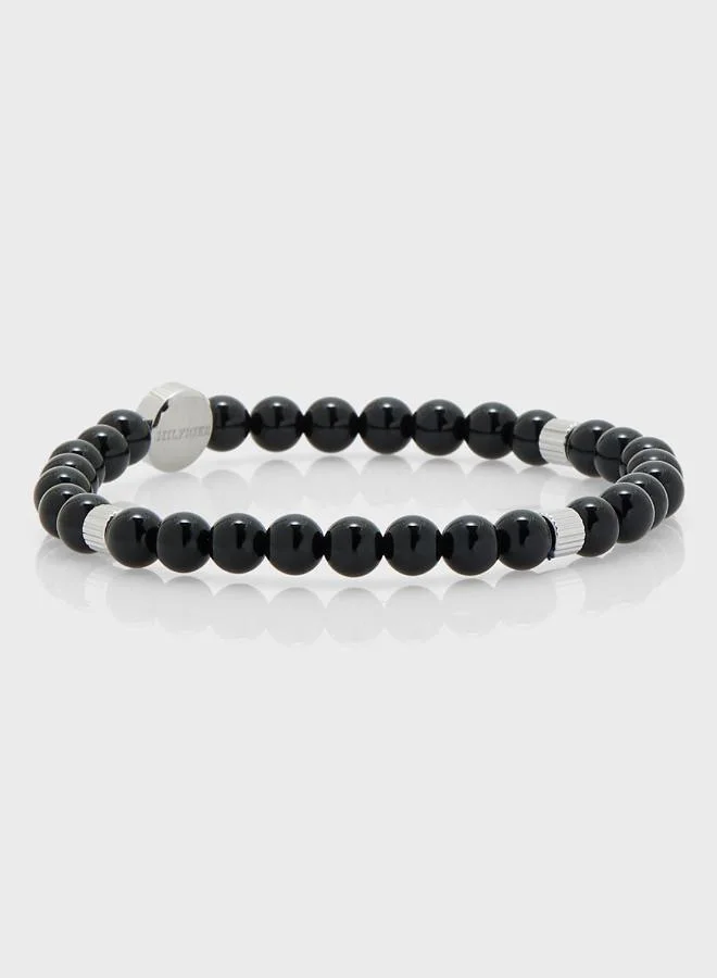 TOMMY HILFIGER Mens Beaded Bracelet Black - 2790609