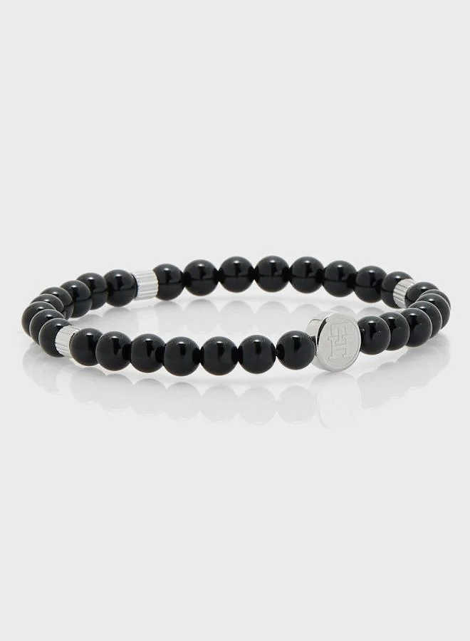 TOMMY HILFIGER Mens Beaded Bracelet Black - 2790609