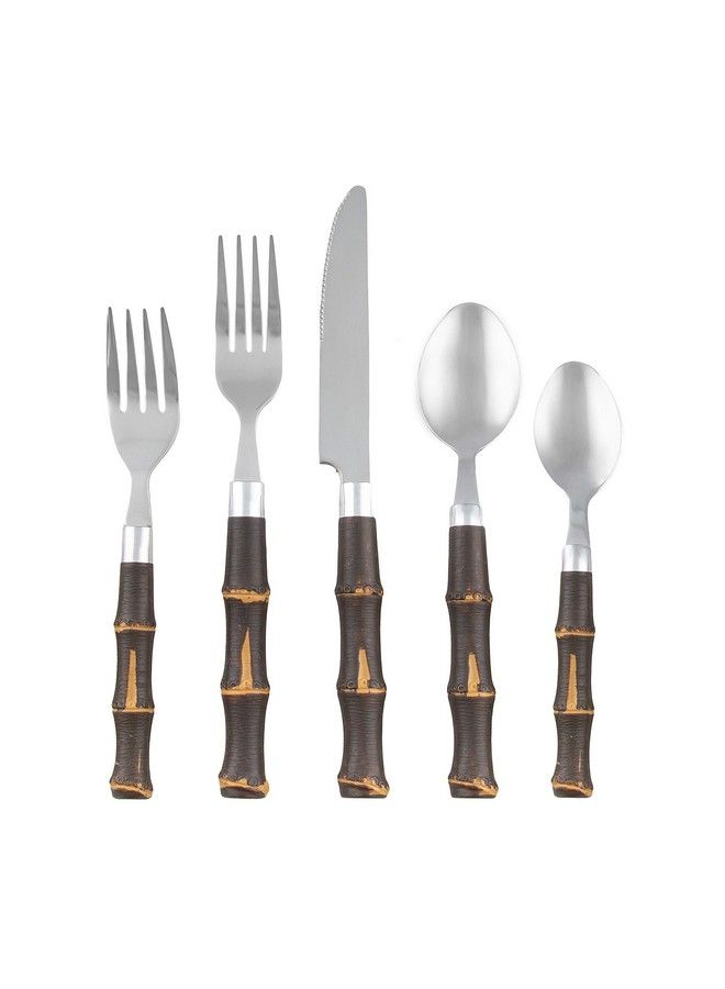 Cambridge 20Piece Silversmiths Estelle Bamboo Flatware Set Dark - Image 1