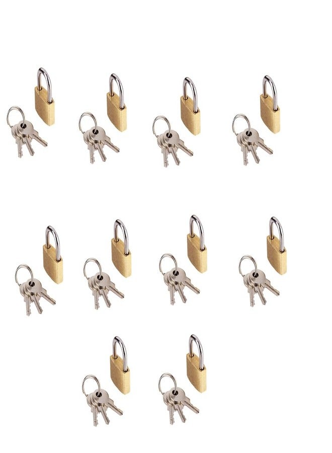TOOLBUX Small Brass Padlocks with Keys - 8 Pack Mini Locks for Luggage Backpacks Lockers Diaries Gym Bags Jewelry Boxes Drawers Travel & Safety Use - 20mm - Image 1