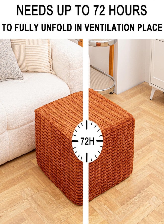 Asuprui Round Square Pouf Ottoman Foot Rest - Lightweight Modern Footstool with Plush Foam Filling, Perfect for Living Room Decor & Cozy Comfort - 20x20x14 Inch Chic Accent Piece (Burnt Orange) - Image 3