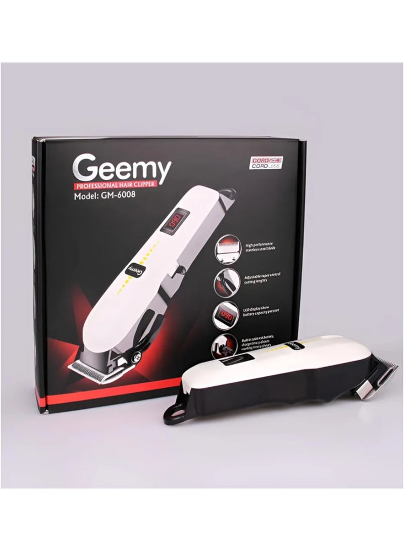 Geemy GM-6008 Professional Hair & Beard Clipper - Self-Sharpening Stainless Steel Blades, Precision Cutting, and Powerful Quiet Motor - Image 3