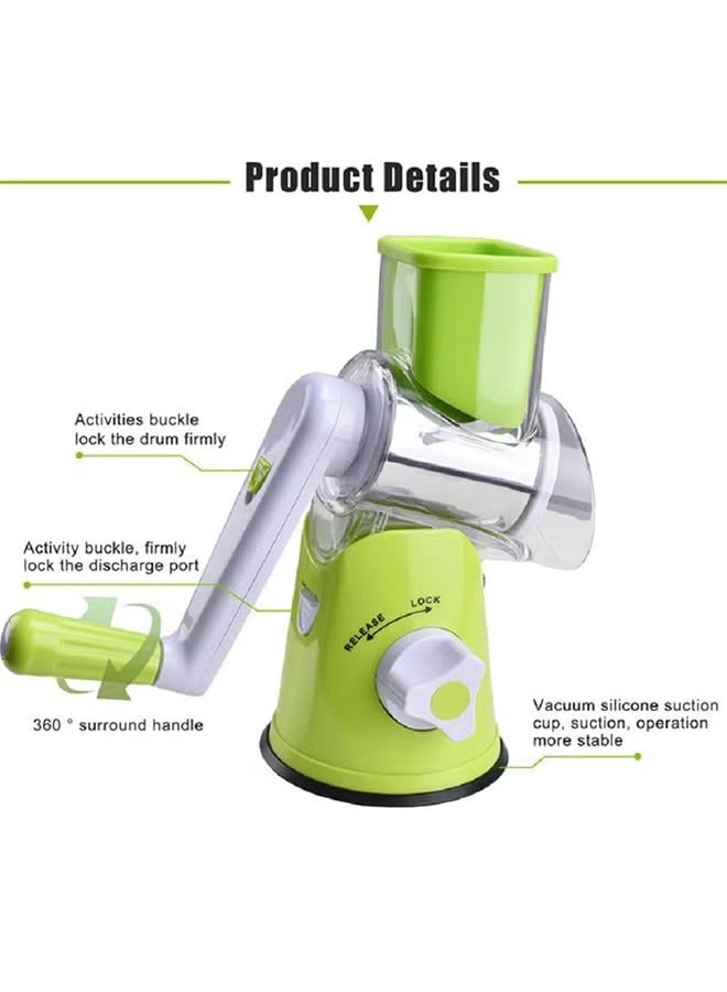 قطاعة محمولة باليد 3 في 1 مزودة بذراع تدوير يدوي، قطاعة شرائح ومبشرة للجبن، مناسبة لتقطيع الخضروات والفاكهة واللحوم - Image 2