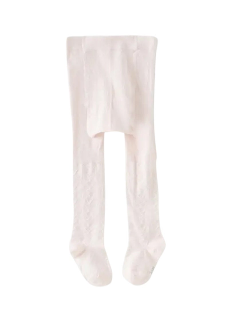 Dave & Bella Girls Textured Pink Tights with Butterfly Applique - Image 4