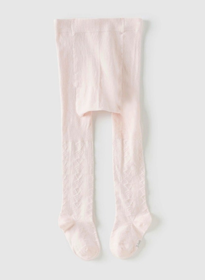 Dave & Bella Girls Textured Pink Tights with Butterfly Applique - Image 5