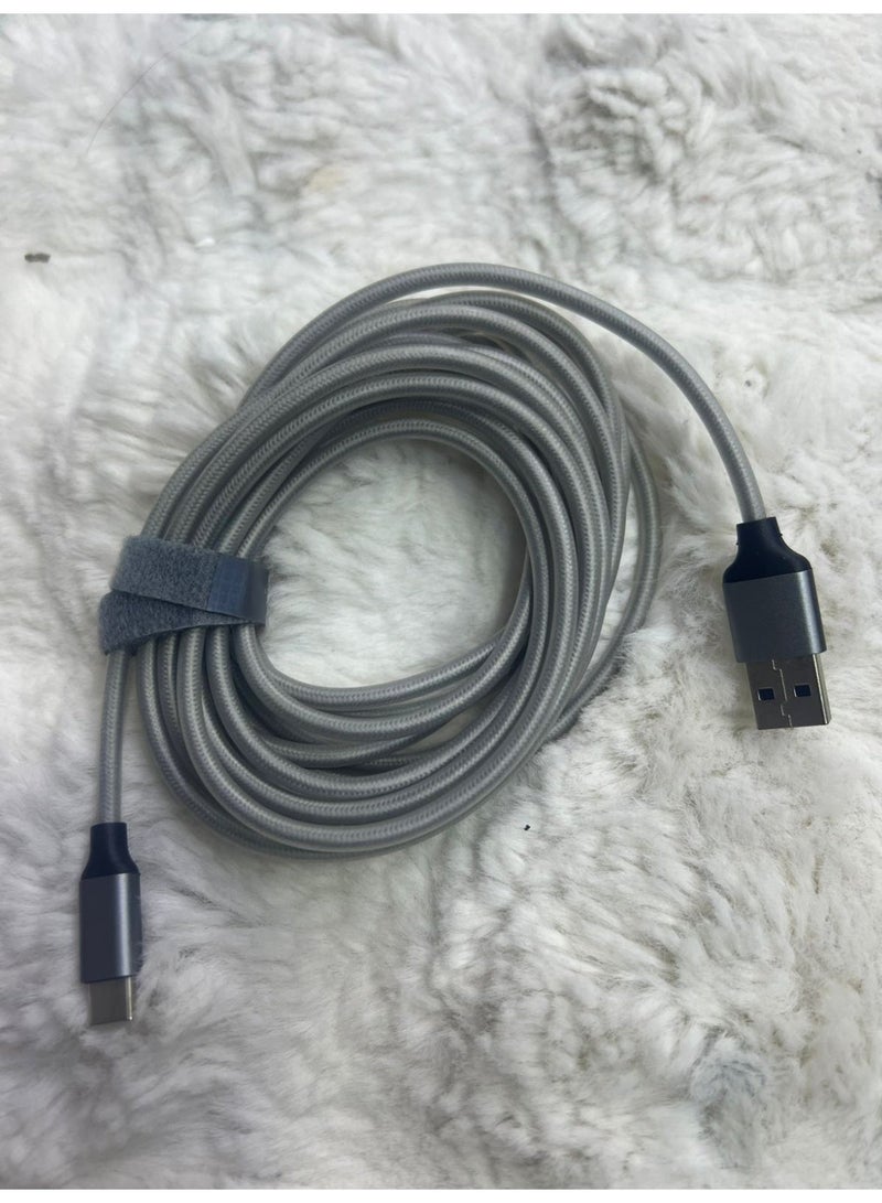 Cable USB Type C Fast Charging Cable 3METER LONG High Quality Silver Data AND Charging Cable for Smartphones AND Tablets - Image 2