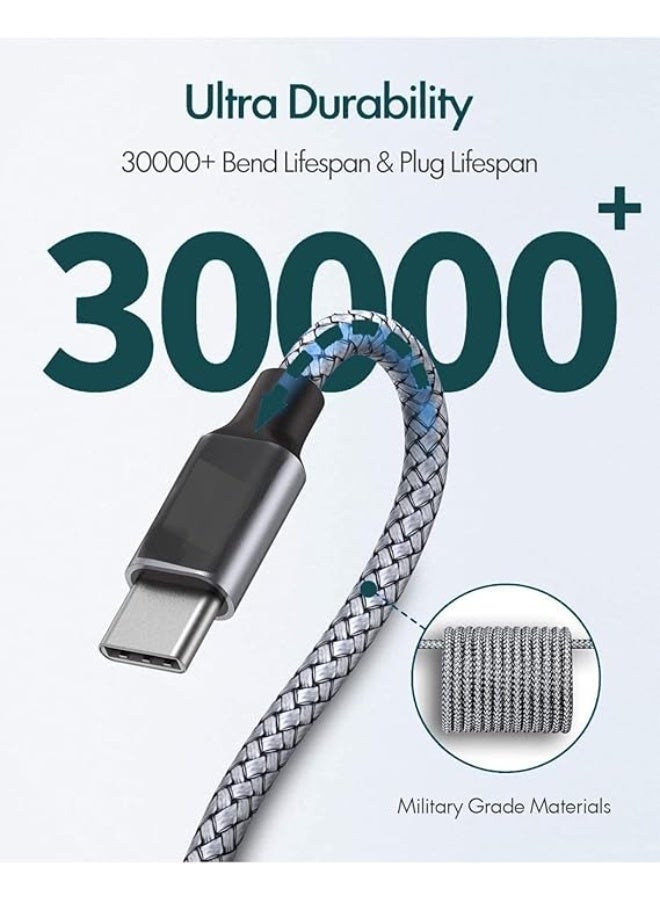 Cable USB Type C Fast Charging Cable 3METER LONG High Quality Silver Data AND Charging Cable for Smartphones AND Tablets - Image 4
