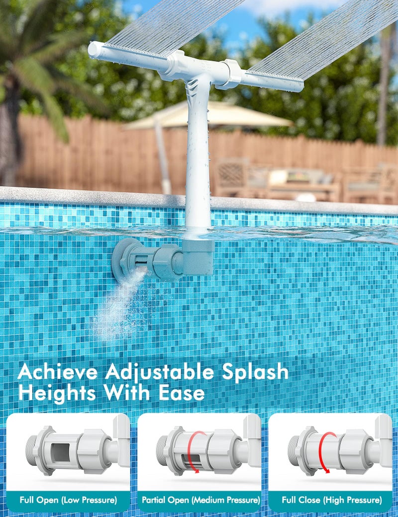 POOLHACKER [Patent Pending] 2025 Upgrade Pool Fountain - Dual Spray Water Fountains for Above Ground/Inground Pools, 2-in-1 Adjustable Waterfall Pool Sprinkler Fountain - Image 4