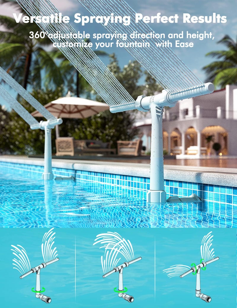 POOLHACKER [Patent Pending] 2025 Upgrade Pool Fountain - Dual Spray Water Fountains for Above Ground/Inground Pools, 2-in-1 Adjustable Waterfall Pool Sprinkler Fountain - Image 3