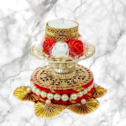 Sellplus Handmade Tea Light Candle Holder with Candle for Diwali Navratri Christmas New Year Decoration Items Traditional Design - Image 3